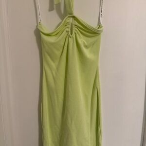 Juicy Couture Lime Green Terry Cloth Keyhole Halter Mini Dress - Size S
